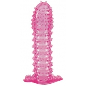 Гелевая розовая насадка с шипами - 12 см. - Toyfa Basic - в Подольске купить с доставкой