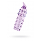 Гелевая фиолетовая насадка с шариками, шипами и усиком - 11 см. - Toyfa Basic - в Подольске купить с доставкой