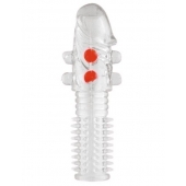 Гелевая прозрачная насадка с шариками и шипами - 14 см. - Toyfa Basic - в Подольске купить с доставкой