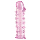 Гелевая розовая насадка на фаллос с шипами - 12 см. - Toyfa Basic - в Подольске купить с доставкой