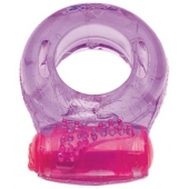 Фиолетовое эрекционное кольцо с виброэлементом в верхней части - Toyfa Basic - в Подольске купить с доставкой