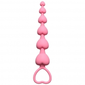Розовая анальная цепочка Heart s Beads Pink - 18 см. - Lola Games