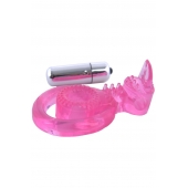 Розовая вибронасадка со стимулятор клитора   Язычок - Toyfa Basic - в Подольске купить с доставкой