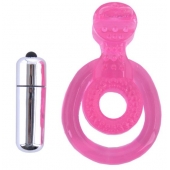 Розовая вибронасадка со стимулятор клитора   Язычок - Toyfa Basic - в Подольске купить с доставкой