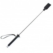 Чёрный кожаный стек с прямоугольным наконечником - 66 см. - БДСМ Арсенал - купить с доставкой в Подольске