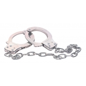 Наручники из металла с длинной цепочкой CHROME HANDCUFFS METAL HANDCUFFS W. KEY - NMC - купить с доставкой в Подольске