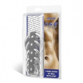 Хомут на пенис с 5 кольцами 5 Ring Gates Of Hell With Lead - BlueLine - купить с доставкой в Подольске