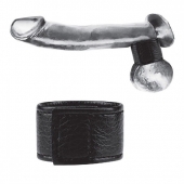 Чёрная утяжка на мошонку 1  Velcro Ball Stretcher - BlueLine - купить с доставкой в Подольске