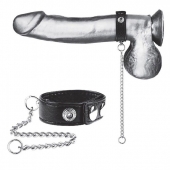 Утяжка на пенис с поводком Snap Cock Ring With 12  Leash - BlueLine - купить с доставкой в Подольске