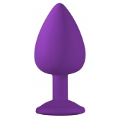 Большая фиолетовая анальная пробка Emotions Cutie Large с голубым кристаллом - 10 см. - Lola Games - купить с доставкой в Подольске