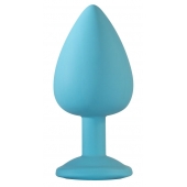 Большая голубая анальная пробка Emotions Cutie Large с фиолетовым кристаллом - 10 см. - Lola Games - купить с доставкой в Подольске