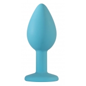 Малая голубая анальная пробка Emotions Cutie Small с фиолетовым кристаллом - 7,5 см. - Lola Games - купить с доставкой в Подольске