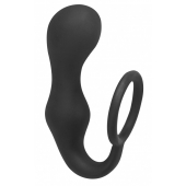 Чёрное эрекционное кольцо с анальной пробкой Double Pleasure Anal Plug - Lola Games - в Подольске купить с доставкой