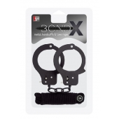 Чёрные наручники из листового металла в комплекте с веревкой BONDX METAL CUFFS LOVE ROPE SET - Dream Toys - купить с доставкой в Подольске