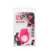 Розовое эрекционное кольцо с щеточкой LIT-UP SILICONE STIMU RING 5 - Dream Toys - в Подольске купить с доставкой