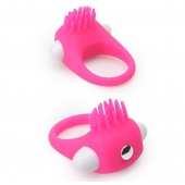 Розовое эрекционное кольцо с щеточкой LIT-UP SILICONE STIMU RING 5 - Dream Toys - в Подольске купить с доставкой