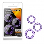 Набор из 3 фиолетовых эрекционных колец Stay Hard Beaded Cockrings - Blush Novelties - в Подольске купить с доставкой