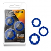 Набор из 3 синих эрекционных колец Stay Hard Beaded Cockrings - Blush Novelties - в Подольске купить с доставкой