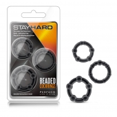 Набор из 3 чёрных эрекционных колец Stay Hard Beaded Cockrings - Blush Novelties - в Подольске купить с доставкой