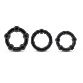 Набор из 3 чёрных эрекционных колец Stay Hard Beaded Cockrings - Blush Novelties - в Подольске купить с доставкой