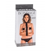 Ошейник с длинной лентой и наручниками Strap Bondage Kit Plus Size - Lola Games - купить с доставкой в Подольске