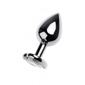 Серебристая анальная пробка с прозрачным кристаллом-сердцем - 8 см. - ToyFa - купить с доставкой в Подольске