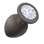 Чёрная анальная пробка Emotions Cutie Large с прозрачным кристаллом - 10 см. - Lola Games - купить с доставкой в Подольске