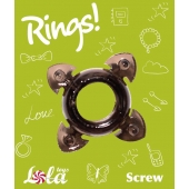 Чёрное эрекционное кольцо Rings Screw - Lola Games - в Подольске купить с доставкой