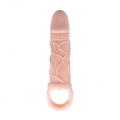 Телесная вибрирующая насадка на пенис с подхватом для мошонки - 17 см. - Baile - в Подольске купить с доставкой