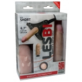 Телесный поясной страпон LESBI с вагинальной пробкой - 17 см. - LOVETOY (А-Полимер) - купить с доставкой в Подольске