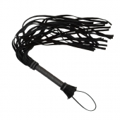 Чёрная плеть с кожаной рукоятью - 65 см. - Sitabella - купить с доставкой в Подольске