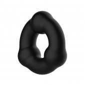 Черное эрекционное кольцо с 3 шариками - Baile - в Подольске купить с доставкой