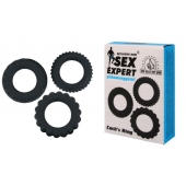 Набор из 3 рельефных эрекционных колец Sex Expert - Sex Expert - в Подольске купить с доставкой