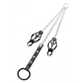 Черно-серебристые зажимы для сосков с кольцом для пениса TOYFA Metal - ToyFa - купить с доставкой в Подольске