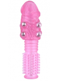 Стимулирующая розовая насадка с шишечками и шипами - 13,5 см. - Toyfa Basic - в Подольске купить с доставкой