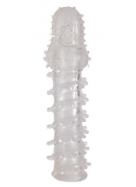 Прозрачная, закрытая насадка с шипами и точками - 13,5 см. - Toyfa Basic - в Подольске купить с доставкой