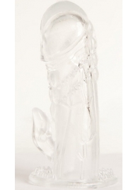 Прозрачная гелевая насадка с клиторальным отростком - 13 см. - Toyfa Basic - в Подольске купить с доставкой