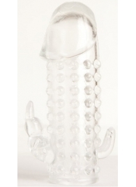 Гелевая прозрачная насадка с 2 отростками - 13 см. - Toyfa Basic - в Подольске купить с доставкой