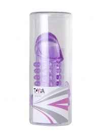 Закрытая фиолетовая насадка с 2 отростками - 13 см. - Toyfa Basic - в Подольске купить с доставкой