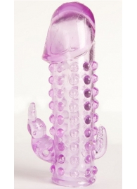 Закрытая фиолетовая насадка с 2 отростками - 13 см. - Toyfa Basic - в Подольске купить с доставкой