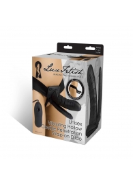 Полый страпон с двумя отростками и вибрацией Unisex Vibrating Hollow Strap-On Double Penetrating Dildo - 17,8 см. - Lux Fetish - купить с доставкой в Подольске