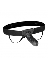 Чёрный полый страпон с вибрацией Unisex Vibrating Hollow Strap-On - 14 см. - Lux Fetish - купить с доставкой в Подольске