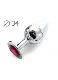Коническая серебристая анальная втулка с малиновым кристаллом - 8,2 см. - Anal Jewelry Plug - купить с доставкой в Подольске
