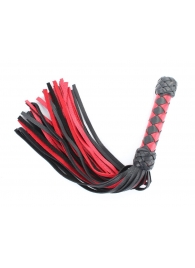 Черно-красная клеть с плетеной ручкой с ромбовидным узором - 45 см. - БДСМ Арсенал - купить с доставкой в Подольске