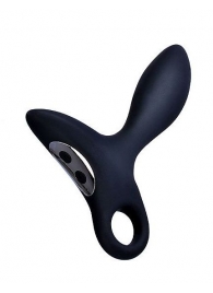 Черный силиконовый анальный вибромассажер Erokey с колечком-ограничителем - Erokay - в Подольске купить с доставкой