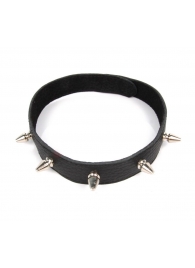 Черный ошейник на липучке с металлическими шипами - Notabu - купить с доставкой в Подольске