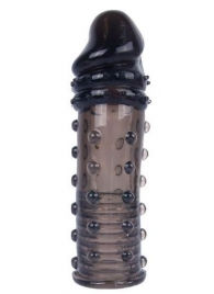 Черная насадка на пенис с пупырышками - 15 см. - Sex Expert - в Подольске купить с доставкой