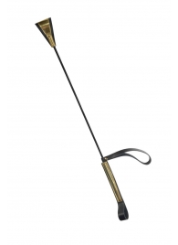 Черно-золотистый стек с хлопушкой из кожи - 62 см. - Sitabella - купить с доставкой в Подольске