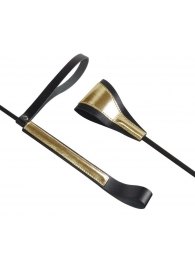 Черно-золотистый стек с хлопушкой из кожи - 62 см. - Sitabella - купить с доставкой в Подольске