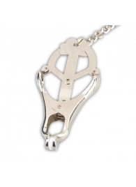 Металлические зажимы на соски в форме клевера с цепочкой - Lux Fetish - купить с доставкой в Подольске